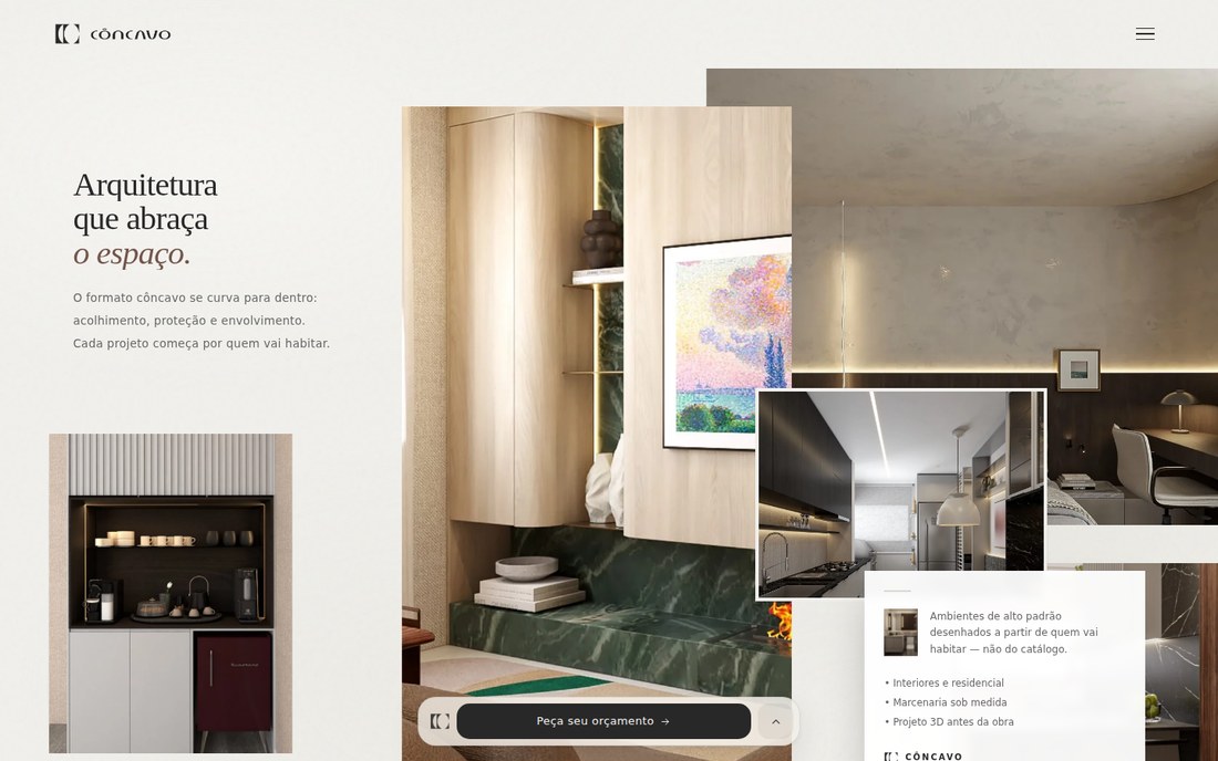 Home do site da Côncavo Arquitetura